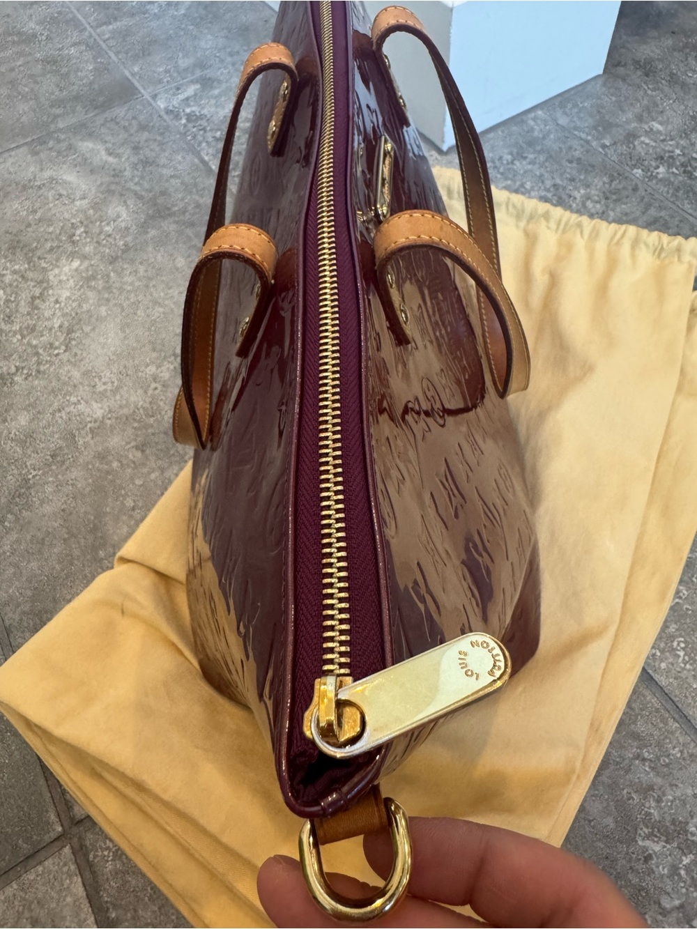 Louis Vuitton monogram vernis Bellevue GM zip Tote Bag Violet Purple - Picture 9 of 16